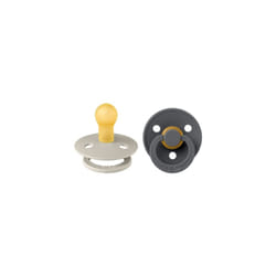 Colour Soother 2-Pack, BPA Free Dummy Pacifier, Round Nipple. Natural Rubber Latex, Made in Denmark. 0-6 Months (Pack of 2), Sand/Iron