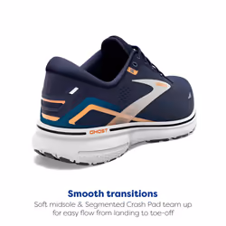 Brooks Men's Ghost 15 Neutral Running Shoe - Peacoat/Blue/Orange Pop - 8.5 Narrow