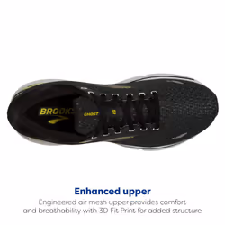 Brooks Men's Ghost 15 Neutral Running Shoe - Black/Ballad Blue/Sulphur - 8.5 Medium