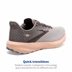 Brooks Womens Launch 10 Neutral Running Shoe - Grey/Crystal Grey/Pale Peach - 5 Medium