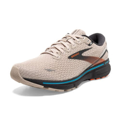 Brooks Men's Ghost 15 Neutral Running Shoe - White Sand/Red Orange/Blue - 9.5 Medium