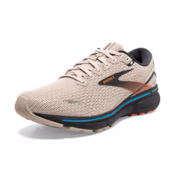 Brooks Men's Ghost 15 Neutral Running Shoe - White Sand/Red Orange/Blue - 12 Medium