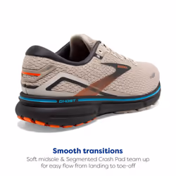 Brooks Men's Ghost 15 Neutral Running Shoe - White Sand/Red Orange/Blue - 12 Medium