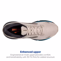 Brooks Men's Ghost 15 Neutral Running Shoe - White Sand/Red Orange/Blue - 12 Medium