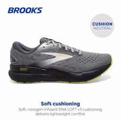 Brooks Mens Ghost 16 Neutral Running Shoe - Primer/Grey/Lime - 14 Narrow