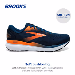 Brooks Mens Ghost 16 Neutral Running Shoe - Blue Opal/Black/Nasturtium - 8.5 Medium