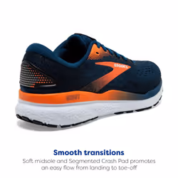 Brooks Mens Ghost 16 Neutral Running Shoe - Blue Opal/Black/Nasturtium - 12.5 Medium