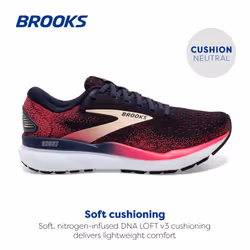 Brooks Womens Ghost 16 Neutral Running Shoe - Peacoat/Raspberry/Apricot - 5.5 Narrow
