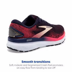 Brooks Womens Ghost 16 Neutral Running Shoe - Peacoat/Raspberry/Apricot - 9 Narrow