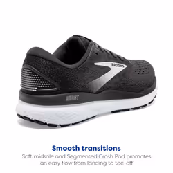 Brooks Womens Ghost 16 Neutral Running Shoe - Black/Grey/White - 11.5 Medium