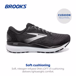 Brooks Womens Ghost 16 Neutral Running Shoe - Black/Grey/White - 13 Wide