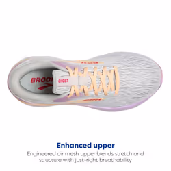 Brooks Womens Ghost 16 Neutral Running Shoe - White/Grey/Orchid - 11 Medium
