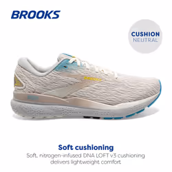 Brooks Mens Ghost 16 Neutral Running Shoe - Coconut/Blue/Yellow - 7.5 Medium