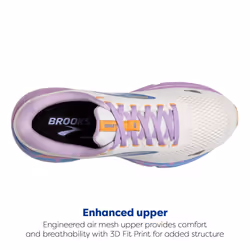 Brooks Women's Ghost 15 Neutral Running Shoe - White/Vista/Lavendula - 11 Medium