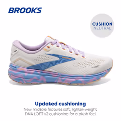 Brooks Women's Ghost 15 Neutral Running Shoe - White/Vista/Lavendula - 11 Medium