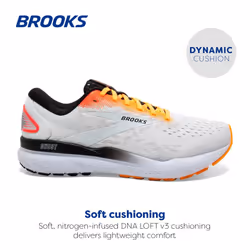 Brooks Mens Ghost 16 Neutral Running Shoe - White/Illusion/Coral - 9 Medium