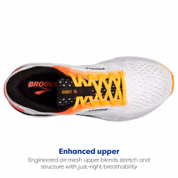 Brooks Mens Ghost 16 Neutral Running Shoe - White/Illusion/Coral - 11.5 Medium