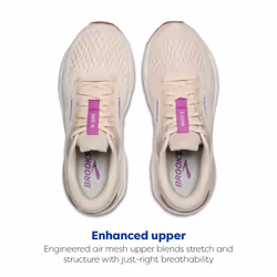Brooks Womens Ghost 16 Neutral Running Shoe - Almond Peach/Coconut/Purple - 9.5 Medium