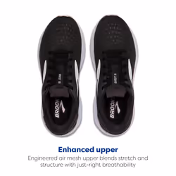 Brooks Womens Ghost 16 Neutral Running Shoe - Black/White/Orchid Ice - 10 Medium