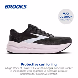 Brooks Womens Ghost Max 2 Neutral Running & Walking Shoe - Black/White/Orchid Ice - 10.5 Medium