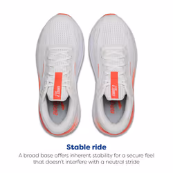 Brooks Womens Ghost Max 2 Neutral Running & Walking Shoe - White/Hot Coral - 10 Medium