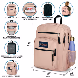 JanSport Laptop Backpack - Computer Bag with 2 Compartments  Ergonomic Shoulder Straps  15Laptop Sleeve  Haul Handle - Book Rucksack - Strawberry Show