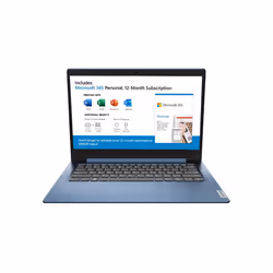 Lenovo IdeaPad 1 Intel® Celeron® N N4020 Laptop 35.6 cm (14") HD 4 GB DDR4-SDRAM 64 GB eMMC Wi-Fi 5 (802.11ac) Windows 10 Home in S mode English Blue
