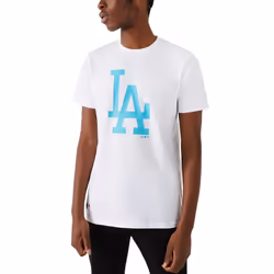 New Era Mens LA Dodgers MLB Team Logo Crew Neck T-Shirt Top Tee - White - S, White