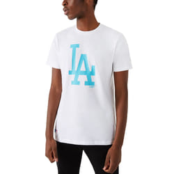 New Era Mens LA Dodgers MLB Team Logo Crew Neck T-Shirt Top Tee - White - S, White