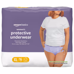 Amazon Basics Incontinence Underwear for Women  Protective  Disposable  Postpartum  Maximum Absorbency  X-Large  Lavender  16 ...