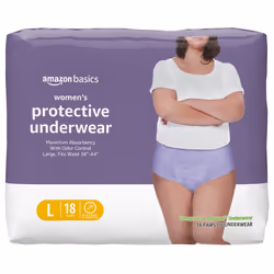 Amazon Basics Incontinence Underwear for Women  Protective  Disposable  Postpartum  Maximum Absorbency  Large  Lavender  18 C ...