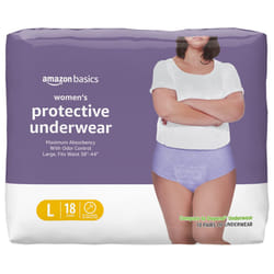 Amazon Basics Incontinence Underwear for Women  Protective  Disposable  Postpartum  Maximum Absorbency  Large  Lavender  18 Count