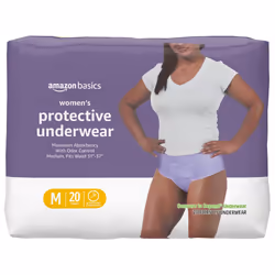 Amazon Basics Incontinence Underwear for Women Protective Disposable Postpartum Maximum Absorbency Medium Lavender 20 ...