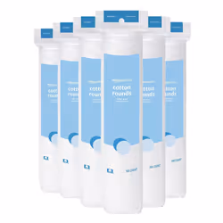 Amazon Basics Hypoallergenic 100% Cotton Rounds 600 Count (6 Packs of 100)