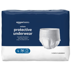 Amazon Basics Unisex Protective Underwear  Overnight Absorbency  Large  14 Count  (1 Pack of 14)