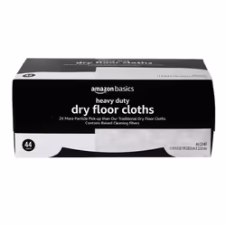 Amazon Basics Heavy Duty Dry Floor Cloths to Clean Dust Dirt Pet Hair 44 Count (Fits Swiffer Sweeper Mop heads)