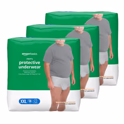 Amazon Basics Men's Protective Underwear Maximum Absorbency Extra Extra Large 42 Count (3 Packs of 14)