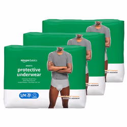 Amazon Basics Men's Protective Underwear  Maximum Absorbency  Small/Medium  60 Count  3 Packs of 20