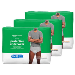 Amazon Basics Men's Protective Underwear  Maximum Absorbency  Small/Medium  60 Count  3 Packs of 20