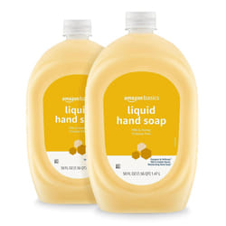 Amazon Basics Liquid Hand Soap Refill Milk and Honey Scent TriclosanFree 50 Fluid Ounces 2Pack Previously Solimo