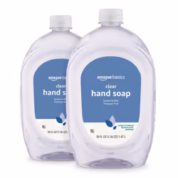 Amazon Basics Gentle & Mild Clear Liquid Hand Soap Refill  Triclosan-Free  50 Fl Oz (Pack of 2) (Previously Solimo)