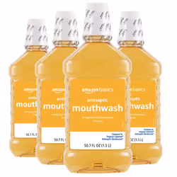 Amazon Basics Antiseptic Mouthwash  Original Flavor  1.5 Liter  50.7 ounce (Pack of 4) (Previously Solimo)