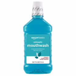 Amazon Basics Fresh Breath Mouthwash Blue Mint Antiseptic 1.5 Liters 50.7 Fl Oz 1-Pack (Previously Solimo)