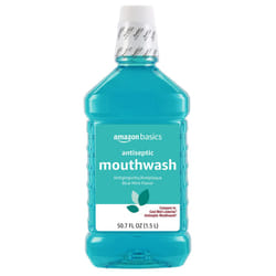 Amazon Basics Fresh Breath Mouthwash  Blue Mint Antiseptic  1.5 Liters  50.7 Fl Oz  1-Pack (Previously Solimo)