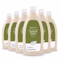 Amazon Basics Daily Oatmeal Body Lotion and Skin Protectant Moisturizer  Fragrance Free  18 Fl Oz (Pack of 6) (Previously Sol ...