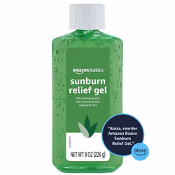 Amazon Basics Sunburn Relief Gel with Aloe Vera  8 oz (Pack of 1) (Previously Solimo)