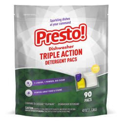 Amazon Brand - Presto! Triple Action Dishwasher Pacs  Lemon Scent  90 Count
