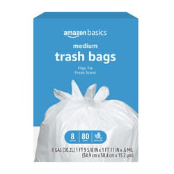 Amazon Basics 8 Gallon Flap Tie Trash Bags  80 Count Fresh Scent