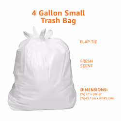 Amazon Basics 4 Gallon Trash Bags  Flap Ties  Fresh Scent  80 Count  Pack of 1
