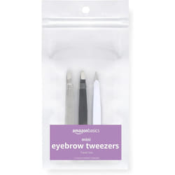 Amazon Basics Mini Eyebrow Tweezers 3Pack BlackWhiteGrey